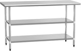 Stainless Steel Table for Prep & Work 24" X 60" inches with 2 Adjustable Shelf, Commercial W1192P301431