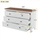 Retro Farmhouse Style Wooden Dresser with 6 Drawer, Storage Cabinet for Bedroom, WhiteBrown WF317946AAK