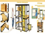 Cat Catio Outdoor Cat Enclosure for Multiple Indoor Outdoor Cats, Large Wooden Walk-in Cat House W3166P475540