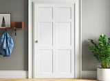 CRAZY ELF 28" x 84" Six Panel Real Primed Door Slab, DIY Panel Door, Modern Interior Barn Door, W936131955
