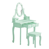 Kids Vanity Set with Mirror and Lights and Stool, 5 Storage Drawers, Pretend Play Princess Makeup 92849524