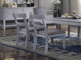 Set of 2 Dining Chairs with Two Tone Gray Upholstered Seat Cushion, Pearl Gray B016P324703