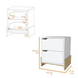 ZNTS Ralston 2-Drawer Nightstand in White and Macadamia B062111736