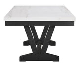 1pc Transitional Modern Formal Dining Table White Genuine Marble Rectangular Table Top Trestle Base B011P196941