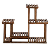 4-Story 7-Seat Indoor And Outdoor Multi-Function Carbonized Wood Plant Stand 80504556