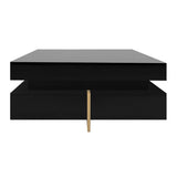 ON-TREND Modern High Gloss Coffee Table with 4 Drawers, Multi-Storage Square Cocktail Tea Table with WF314582AAB
