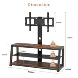 ZNTS Wooden Storage Tv Stand Black Tempered Glass Height Adjustable Universal Swivel Entertainment Center 45250543