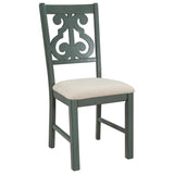 5-Piece Round Dining Table and 4 Fabric Chairs with Special-shaped Table Legs and Storage Shelf 15508700