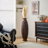 A 39-inch tall hand-woven bamboo floor vase - a decorative highlight for the living room, foyer or W2796P283884