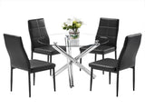 90*90*75cm Round Glass Dining Table Transparent Glass Table Leg Cross Design 73087134