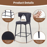 28inch Counter Height Bar Stools Set of 2, Modern Bar Upholstered Chairs with PU Leather, Metal N762P199304B