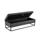 58.6" Bed Bench Metal Base with Storage Grey Velvet W1097119559