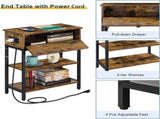 End Table with Drawer and Charging Station, Brown 36088781