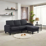 dark grey color knock down 3-seat combo sofa with storage ottoman for living room apartment bedroom W2603P169692