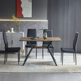 Modern Minimalist Style Dining Table MDF wooden Top Black Metal Shelf Metal Heat Transfer Legs W241132801