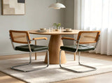 Dining Chairs Set of 2, Faux Leather Rattan Side Accent Chairs with Chrome Legs, Modern Mid Century W2105P540789