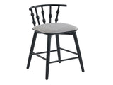Doria Indoor Wooden Barstool, Black Finish With Grey Upholstery, Set of 2 N775P299416B