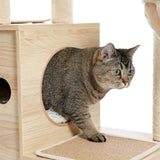 ZNTS Modern Luxury Cat Tree Wooden Multi-Level Cat Tower Cat Sky Castle With 2 Cozy Condos, Cozy Perch, 30428958