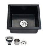 Quartz 18" L X 16" W Undermount Bar Sink With Basket Strainer JYGAS6679MB