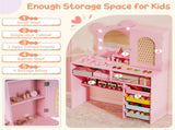 Safe Toddler Vanity Set with Anti-Toppling Design, Rounded Corners & Sturdy MDF Construction - Pink 05171403