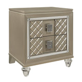 Glamorous Champagne Finish 1pc Nightstand of 2 Drawers Acrylic Feet Bedside Table Luxury Bedroom B011P172671