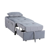 Modern Lift Top Storage Bench with Pull-out Bed 1pc Gray Velvet Tufted Solid Wood Furniture B011P170005