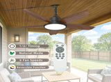 Outdoor ceiling fan with light 42-inch walnut-coloured waterproof gazebo ceiling fan with light, W1962P573657