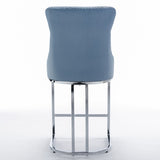 26" Counter Height Bar Stools Set of 2, Modern Velvet Barstools with Button Back&Rivet Trim W1143112573
