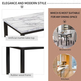 Faux Marble 5-Piece Dining Set Table with 4 Thicken Cushion Dining Chairs Home Furniture, 01666877