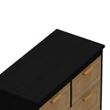 4 Drawers Rattan Cabinet,for Bedroom,Living Room,Dining Room,Hallways,Easy Assembly, Black W757137660