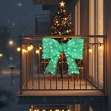 Pre-lit Outdoor Giant Bowknot Christmas Decoration, Lighted Metal Frame with 124 Green LED Lights, 98114794