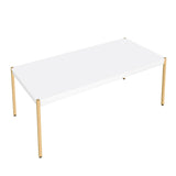 ZNTS White and Gold Rectangle Coffee Table B062P181416