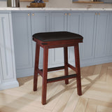 30" Bar Stool, Espresso Finish, Black Leather Seat B04660628