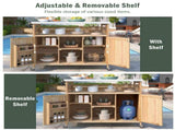 Outdoor Kitchen Island, Rolling Bar Cart & Storage Cabinet, Farmhouse Solid Wood Outdoor Grill Table 68264633