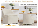 058-Set of 2 Chenille Fabric Dining Chairs With Universal Wheels,Beige W527P242552