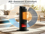 Black 1500W PTC Portable Fireplace Space Heater, Quiet 35dB Electric Heater with Tip-Over Overheat 01488461