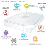 Hypoallergenic 3" Cooling Gel Memory Foam Mattress Topper with Removable Cooling Cover B03595142