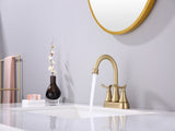 2-Handle 4-Inch Brushed Gold Bathroom Faucet, Bathroom Vanity Sink Faucets with Pop-up Drain and 74919420
