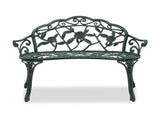 Outdoor Cast Aluminum Patio Bench, Porch Bench Chair with Curved Legs Rose Pattern, Antique 50068980