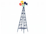 6.2ft Dark Blue 4-Blade Iron Windmill with 4-Leg Stand and Storage Shelf 23070968