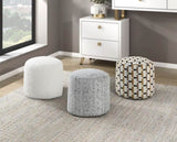 Modern Pouf Off-White Faux Fur Fabric Upholstered Ottoman, Footstool, Non-Slip Floor Pouf, Bean Bag B011P251654