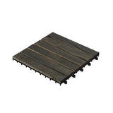 10 PCS Interlocking Deck Tiles Striped Pattern, 12" x 12" Dark Brown Square Acacia Hardwood Outdoor 62340831