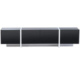 ON-TREND White & Black Contemporary Rectangle Design TV Stand, Unique Style TV Console Table for TVs WF300852AAB