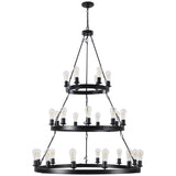 27 Light Metal Ring Chandelier Black W1340P241302