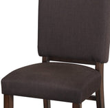 ZNTS Chocolate Brown Color Fabric Upholstered Side Chairs 2pc Set Walnut Finish Wooden Frame Dining B01156175