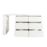 L Shaped Computer Desk with Drawers, Modern Corner Home Office Desk with Reversible Storage Cabinet, W331P286247
