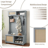 Clothes hanger Hall Tree Storage Bench Shoe Rack for Entryway, Hall Tree with Bench and Shoe W2275P210041
