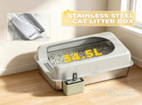 Light Gray 2 Pack High Sided Stainless Steel Litter Box Anti-Urine Leakage for Multi-Cat 51352422