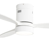 52 Inch Flush Mount Solid Wood Ceiling Fan With 6 Speed Remote Control Reversible DC Motor For Home W882P294267