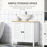 Pedestal Sink Storage Cabinet, Under Sink Cabinet with Double Doors, Antique White, Walnut-AS 91165157